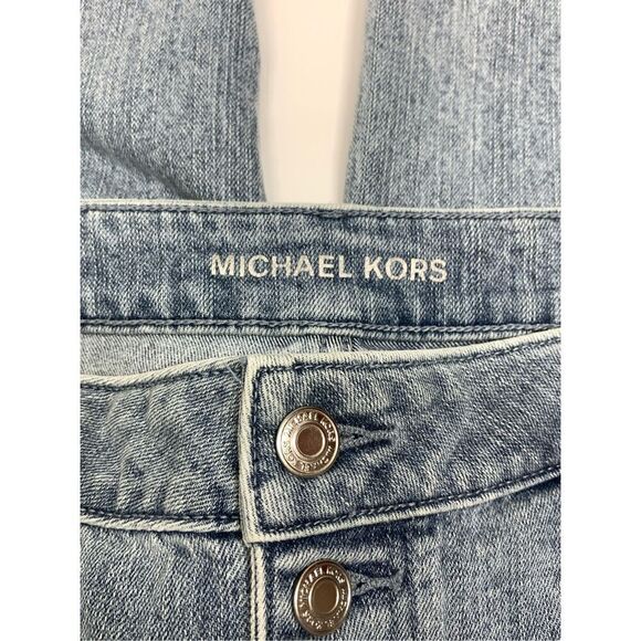 Michael Kors Womens High Rise Frayed Hem Straight Jeans Light Wash Blue Size 20W - Picture 5 of 12